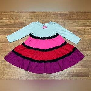 Hanna Andersson Colorblock Twirl Dress Girls Size 90/US 3